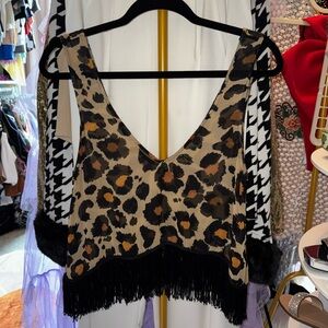 Show Me Your MuMu Leopard Print Fringe Tank Top